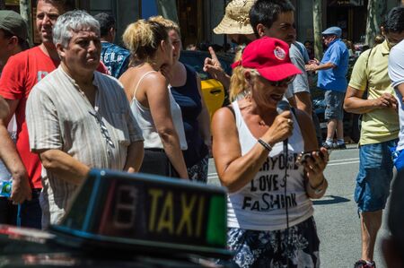 Barcelona, Catalonia / Spain - July 31 2918: taxi strike in Barcelona continues bloking the streetsのeditorial素材