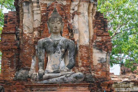 Ayutthaya, Thailand - November 10 2019:  Wat Mahathat temple area and his statues during sunny dayのeditorial素材