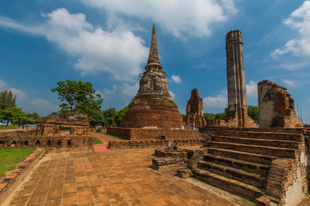 Ayutthaya, Thailand - November 10 2019: Wat Ratchaburana temple area during sunny dayのeditorial素材