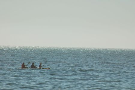 Sea Kayakers in Monterey Bay, Californiaの写真素材