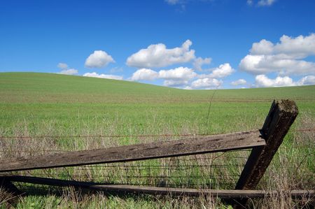 country field with fencepostsの写真素材