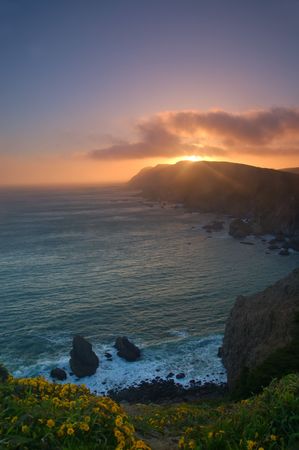 Sunset at Point Reyes, Marin County, Californiaの写真素材
