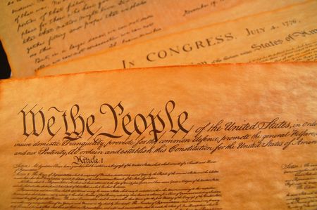 Preamble to the Bill of Rights and the Declaration of independence in the background