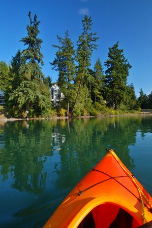 Kayaking in the Puget Soundの写真素材