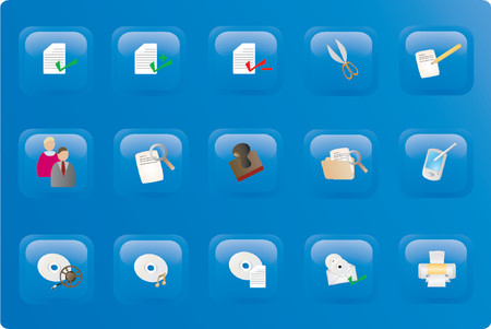 Blue color office button setのイラスト素材
