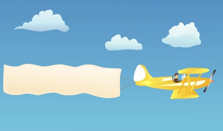 Biplane hauling blank advertisement banner to put your own words onのイラスト素材
