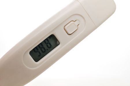 Electronic thermometer for measuring body tempurature isolated on white