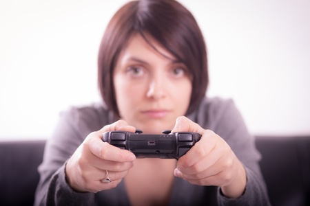 Girl playing video games