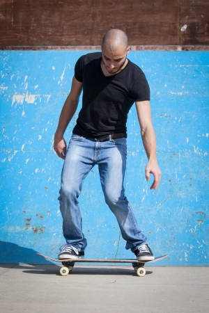 boy with skateboardの写真素材