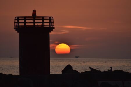 Sunset touristic port of Romeの写真素材