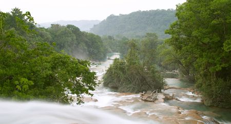 Cascadas de Agua Azul waterfall, Chiapas, Mexicoの写真素材