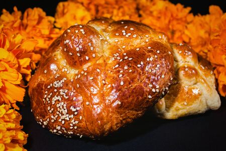 ofrenda day of muertos, Mexican Bread traditional in a offering in Mexicoの写真素材