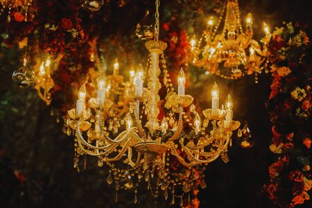 Crystal chandelier lamp, Decorative elegant vintage and Contemporary interior designの写真素材