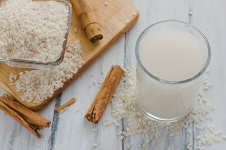 Horchata is a drink, made with rice and cinnamon from Mexico, mexican drinkの写真素材