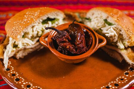 chipotle chiles mexican food cemita poblana mexico cityの写真素材