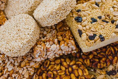 palanqueta Traditional mexican candy with peanuts crunchy and amaranth seedsの写真素材
