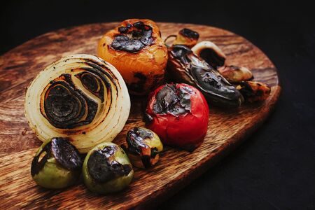 burnt chilies for a mexican sauce spicy food in mexicoの写真素材