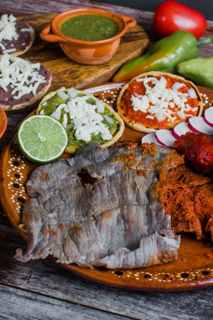 Cecina o beef and spicy meat is grilled mexican barbecue from Oaxaca Mexicoの写真素材