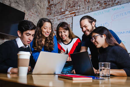 Young latin business team at online business meeting in Mexico