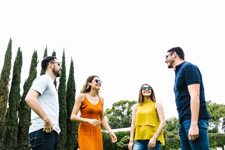 portrait of group of latin friends having fun in Mexico city Latin Americaの写真素材