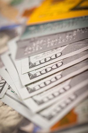 One Hundred Dollars and Credit Cardsの写真素材