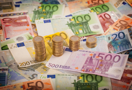 Abstract closeup of euro money.の写真素材
