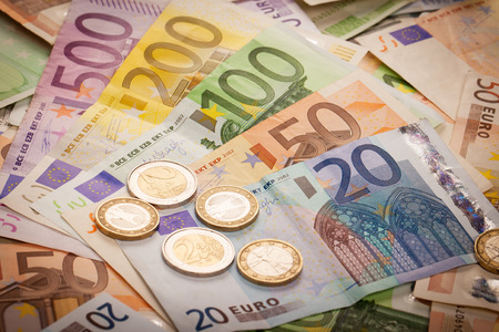 Abstract closeup of euro money.の写真素材