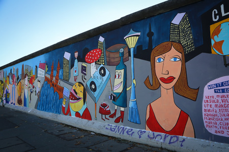 Berlin wall at the east side gallery, berlin, Germany.のeditorial素材