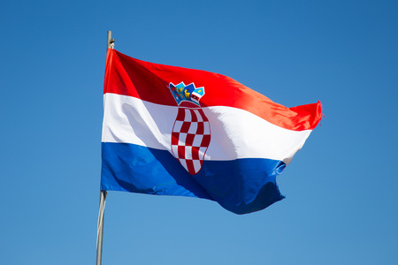 Flag of Croatia on sky backgroundの写真素材