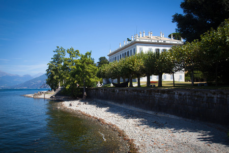 View of beautiful park of Villa Melzi, Lake Como, Italyのeditorial素材