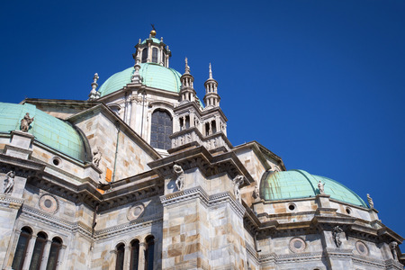 Medieval Como Cathedral on Lake Como in Lombardy, Italyの写真素材