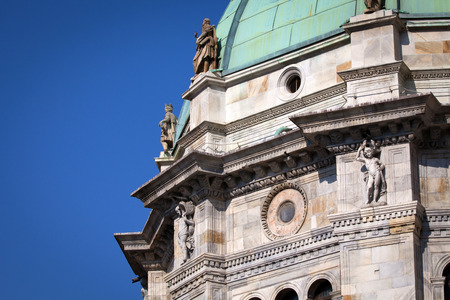 Medieval Como Cathedral on Lake Como in Lombardy, Italyの写真素材