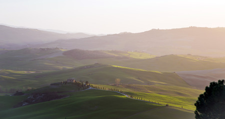 Landscape in Val d'Orcia in Tuscany, Italyの写真素材