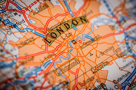 Map Photography: London City on a Road Mapの写真素材