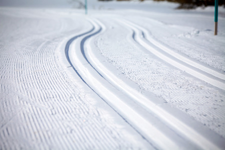 Cross Country Ski Tracks in Engadin, Switzerlandの写真素材