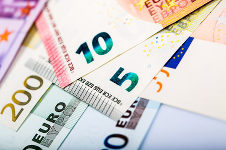 Euro money: closeup of banknotes