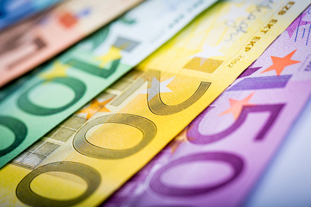 Euro money: closeup of banknotesの写真素材