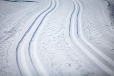 Cross Country Ski Tracks in Engadin, Switzerlandの写真素材