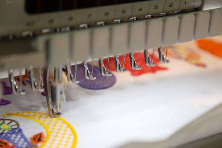 Detail of sewing machine and sewing cottonsの写真素材