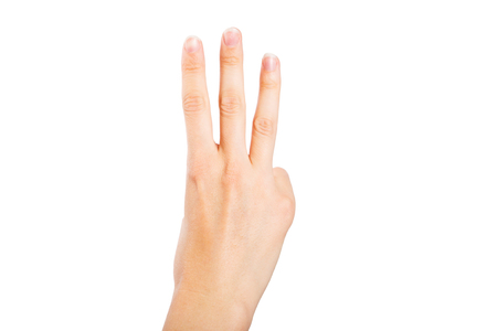 Human hand (woman), isolated on white backgroundの写真素材
