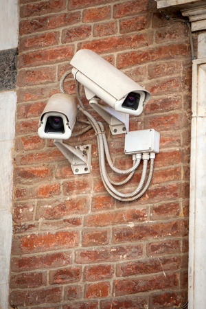 Security cameras for the safety on office buildingの写真素材