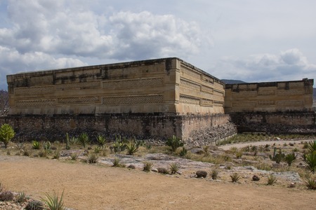 Structures in Mitla archeological site at Oaxaca, Mexicoの写真素材