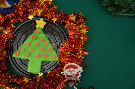 Pretty Christmas jelly in the shape of a pine treeの写真素材