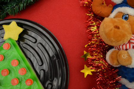 Pretty Christmas jelly in the shape of a pine treeの写真素材