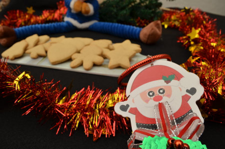 beautiful handmade cookies for Christmas celebrationの写真素材