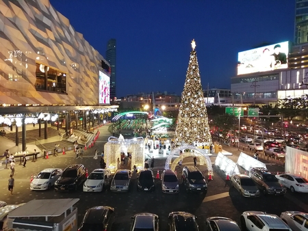Bangkok, Thailand. December 2018. Christmas and New Year's Eve decoration in the Thai capital cityのeditorial素材