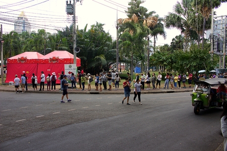 Bangkok, Thailand. November 23, 2019. Annual Fair of the Red Cross in Lumpini Park. Some people enjoy visiting meanwhile other sell their products in the marketのeditorial素材