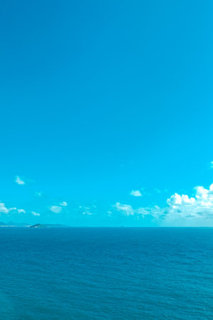 Beautiful sea and blue sky backgroundの写真素材