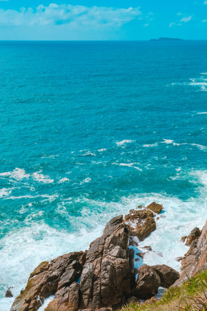 Beautiful seascape with cliffs and turquoise sea.の写真素材
