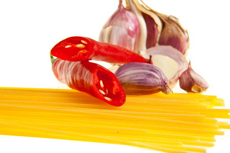 Spaghetti \"aglio, olio e peperoncino\" (garlic, oil and chili)の写真素材
